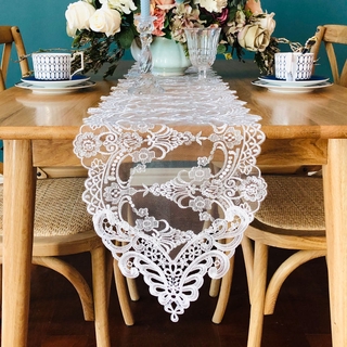 [Northern European-Style] European Style Lace Dining Table Flag White Tea Table Flag TV Cabinet Cover Fashion Romantic Dinner Fabric Table Flag