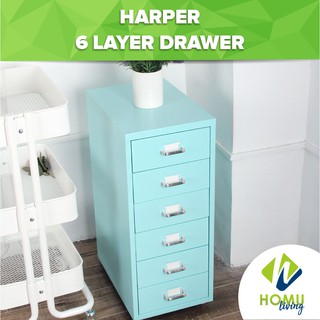 Homu Harper 6 LAYER METAL DRAWER UNIT - Minimalist Home Office Drawer File Cabinet File Storage
