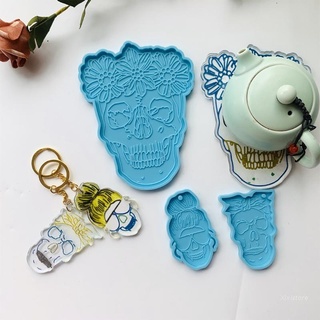 Xixi Coaster Molds Silicone Skull Keychain Coaster Mold Epoxy Resin Casting Molds