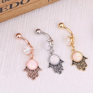 Belly Ring Button Navel Hamsa Opal Stone Piercing Jewelry (8)