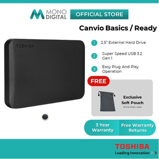 ◍Toshiba External Hard Disk Canvio Basics /Canvio Ready Portable HDD USB 3.0 (500GB/1TB/2TB )