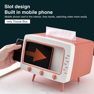 BigTin Home Office Creative TV Shape Tissue Box With Slot Design Phone Stand Controller Holder (2)