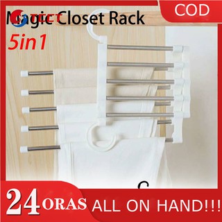 Magic Stainless Steel Multifunctional 5-in-1 Clothes Hanger Pants Trouser Racks Closet Rack HANGER!!