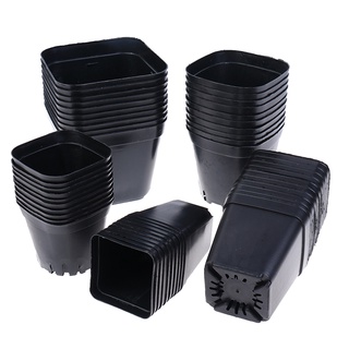 10pc Black Flower Pots Plastic Pots Small Square Pots for Succulent plants