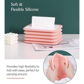 FINTOO Silicone Tissue Storage Box, Foldable Rectangular Tissue Box Cover Holder (2)