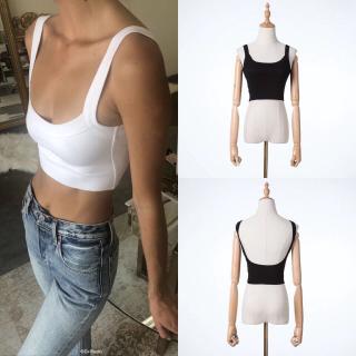 Hot！Sexy U-shaped open back short vest with open stomach suspender