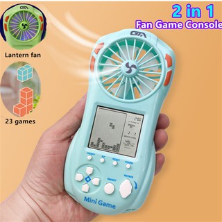 2021 New Handheld 2 in 1 Fan Game Console With 23 Games Console Stress Relief Toy Summer Mini Portable Cooling Fan For Kid Adult (2)