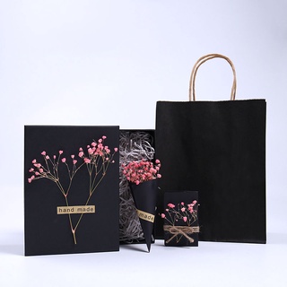 Gift box with scarf, gift box for boys, square packing box, high-end simple black gift box bag