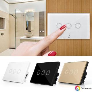 【COD】3 Gang 433MHz Smart Touch Screen Wall LED Light Switch Panel US Standard