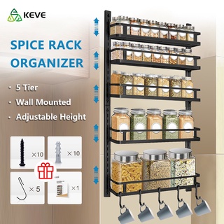 KEVE 5 Tier Kitchen Condiment Rack Organizer Shelf Spice Jar Seasoning Condiments Rack Organizer