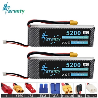 2Pcs MAX 45C 2s 7.4V 5200mAh Lipo Battery For RC Car RobotS Airplanes Helicopter Parts 2s Lithium ba