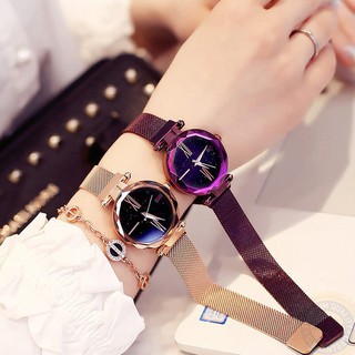 【High quality】COD Women Starry Watch Magnetic Buckle Stainless Steel Watch