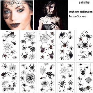 【pairuitry】10sheets Halloween Temporary Vampire Spider Blood Scar Tattoo Stick (1)