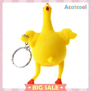 Novelty Funny Squeeze Tricky Gadgets Toys Squeezed Chicken Egg Laying Hens With Key Ring Stress