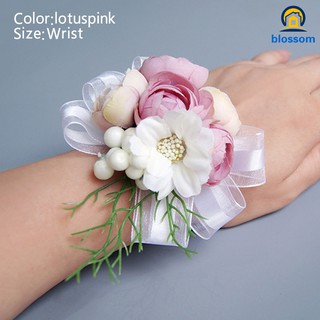 Bride Corsage Artificial Wedding Flower Lace Leaves Decoration Bridesmaid Wrist Flower (7)