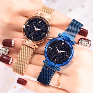 CRMIN NEW Luminous Women Starry Watch Magnetic Buckle Stainless Steel Watch ready stock