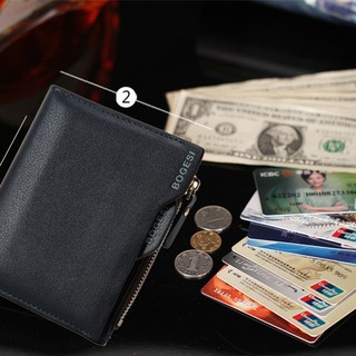 happyTescoVertical Men's ID Cridit Card Slots PU Bifold Style Short Wallet Zipper Purse tdog (6)