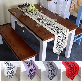 In stock Simple Table Runner Cloth Floral Printed Taffeta Retro Decorative Wedding Bed Table Linen Decoration