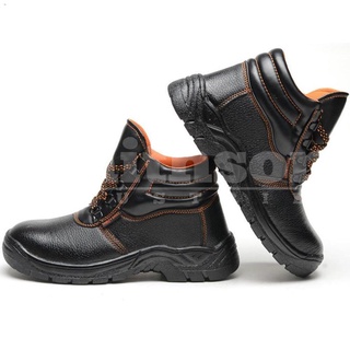 men shoesCOD BLACK LEATHER SAFETY SHOES STEELTOE STEELPLATE CONSTRUCTION MANUFACTURING PROTECTION
