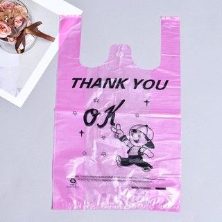 100PCS Thank you printed Lovely Shopping Bags Supermarket Plastic Bags With Handle (5)