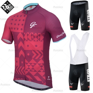 bike club uniform 【Ready Stock】2021 STRAVA Pro Red Summer Cycling Jersey Set Bicycle Racing Clothes Men's Mountain Bike Clothing MTB Bicycle Team Cycling Set