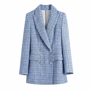 European and American za2021 spring Plaid texture women's suit jacket N8-41433