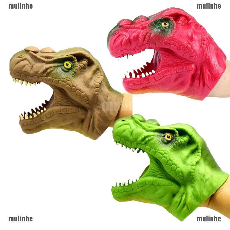 MUL❤ Soft vinyl TPR dinosaur hand puppet animal head hand p (1)