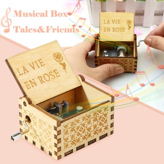 『Ch』Antique Wooden Music Box Hand Cranked Musical Box