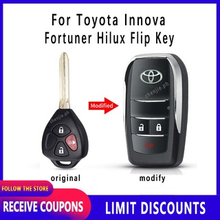【Spot goods】✶sale cod For Toyota Innova Fortuner Hilux RAV4 Altis flip key accessories car shell rep