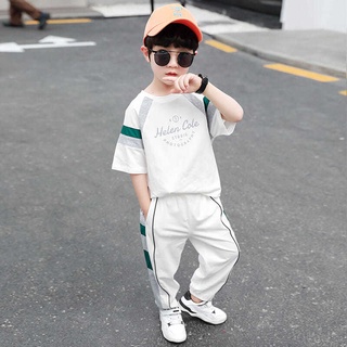 ★Ready Stock★Children's Clothing Boys Summer New Korean-Style Sports Short-Sleeve Two-Piece Set Men and Treasure Big Boy Dashingly Handsome-Clothing Men's Leisure Suit Set-Style (4)