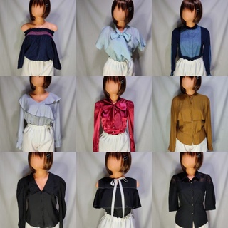 (PAUBOS SALE) Korean trendy vintage long sleeves fashion polo blouse and plus size tops