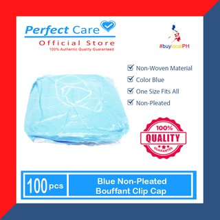 Perfect Care 21" Blue Non-Pleated Bouffant Clip Cap / OR Cap / Hair Net / Surgical Cap / Mob Cap