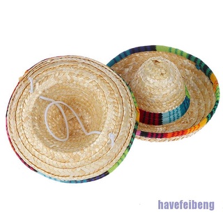 [HAFVE] Mini Pet Dogs Straw Hat Sombrero Cat Sun Hat Beach Party Straw Hats Dogs Hat GBN