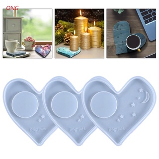 ONG Love Heart Stars Coaster Epoxy Resin Mold Candlestick Pad Mat Tray Silicone Mould DIY Crafts Decorations Ornaments Casting Tools