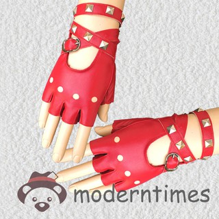 ✡MT✡ 1 Pair Half Finger PU Leather Gloves Rock Punk Style Ri