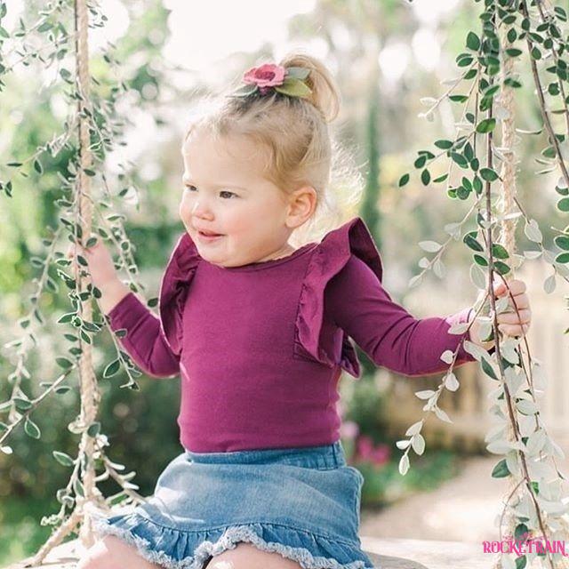 ONP-Toddler Baby Girls Floral Tops Romper Skirts Headband (3)