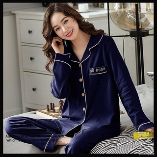 ✳Spring long-sleeved 100% cotton pajamas women s solid color casual stretch plus size cotton women s