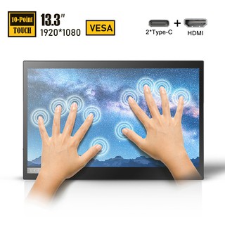 computer monitorFHD 13.3 Inch 10-Point Touch Screen Portable Monitor IPS HDR Computer Display with H
