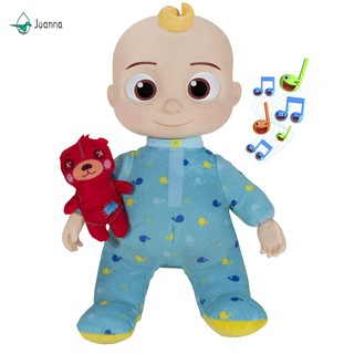 Cocomelon Musical Bedtime JJ Doll, with a Soft, Plush Tummy and Roto Head – Press Tummy and JJ Sings Includes 1 Small Pillow Plush Teddy Bear – Bedtime Toys for Babies
