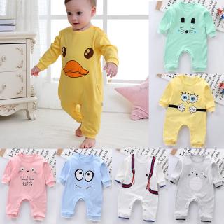 Read Stock Baby Romper One Piece Long-sleeved Cotton Jumpsuit Newborn Clothes Cartoon Jumper
