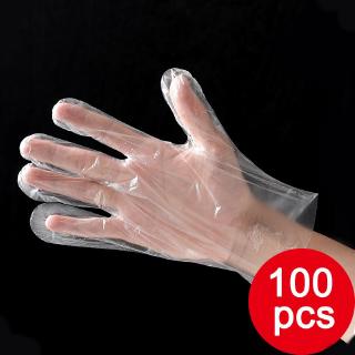 100pcs/pack Disposable Plastic Gloves For Restaurant Kitchen BBQ Transparent Food-Grade One-off Gloves Household Disposable Safety Guard Gloves