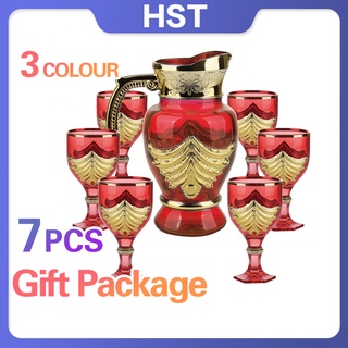 Glass Pitcher with 6 cups Gift Package European-style kettle Juice Pitcher with Lid with 6cup glass