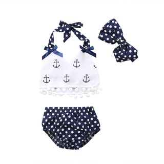 UEB-Cute Baby Girls Clothes Anchors Tops+Polka Dot (1)