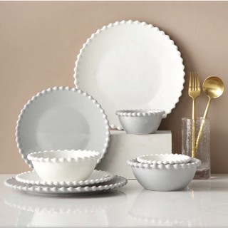 Dainty Pearl Ceramic Plates and Bowls