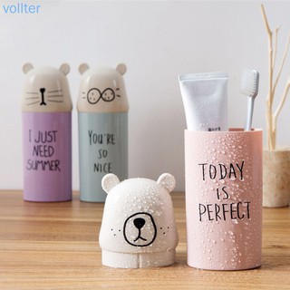 【VOLL】 Portable Travel Bathroom Cartoon Water Cup Toothbrush Toothpaste Holder Mug Plastic Tooth Case