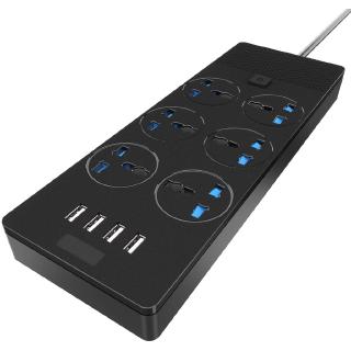 Extension UK Power Socket With USB Ports, Plug Sockets With 6 Way Extension Lead 2 Meters Cord 4 USB Ports Standard UK Socket