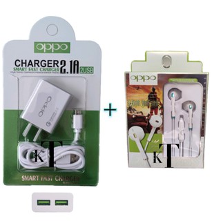 【BUY ONE TAKE ONE】 OPPO Fast Charger 2.1A Quick 2in1 2USB Travel For Android Micro Free Headset