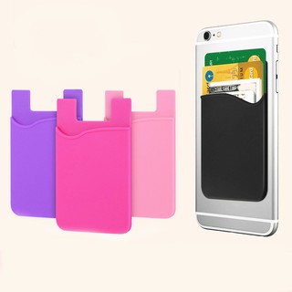 Double Pocket Elastic Stretch Silicone Cell Phone ID Credit Card Holder Sticker Universal Wallet