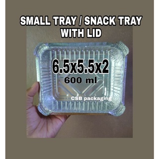 [10 pcs] aluminum foil tray snack pan with lid 6.5x5.5x2 600/45 snack pan