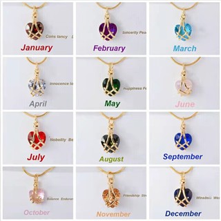 Jewelry 18k Rose Gold Plated Cubic Zirconia Birthstone Heart Barbie Pendant Necklace free box
